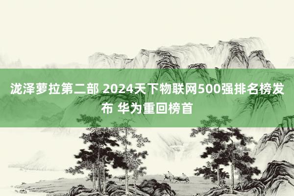 泷泽萝拉第二部 2024天下物联网500强排名榜发布 华为重回榜首