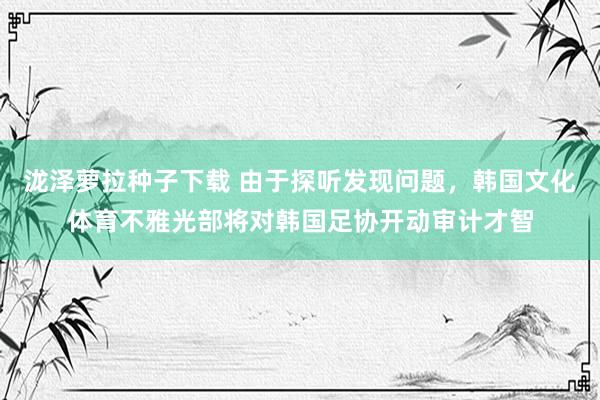 泷泽萝拉种子下载 由于探听发现问题，韩国文化体育不雅光部将对韩国足协开动审计才智