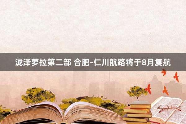 泷泽萝拉第二部 合肥-仁川航路将于8月复航