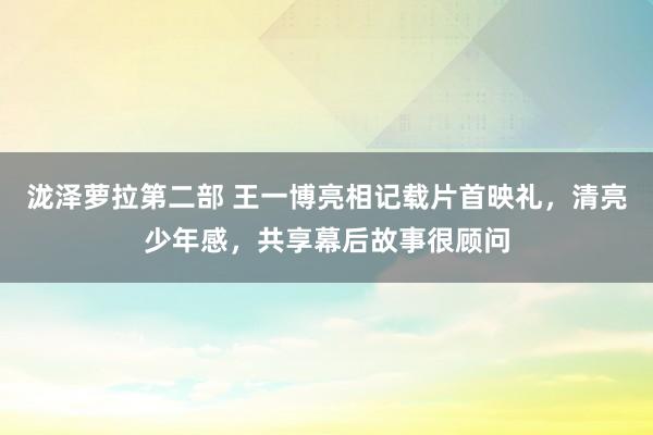 泷泽萝拉第二部 王一博亮相记载片首映礼，清亮少年感，共享幕后故事很顾问