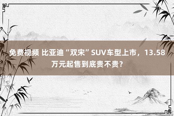 免费视频 比亚迪“双宋”SUV车型上市，13.58万元起售到底贵不贵？