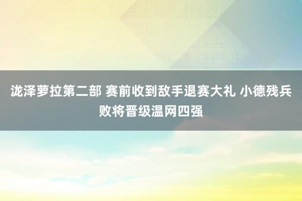 泷泽萝拉第二部 赛前收到敌手退赛大礼 小德残兵败将晋级温网四强