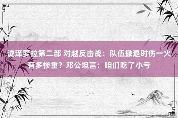 泷泽萝拉第二部 对越反击战：队伍撤退时伤一火有多惨重？邓公坦言：咱们吃了小亏