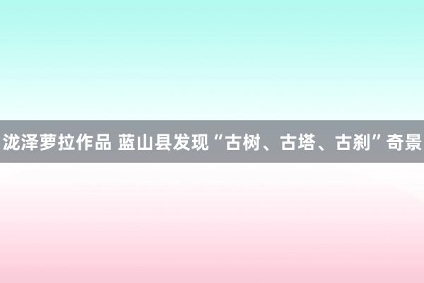 泷泽萝拉作品 蓝山县发现“古树、古塔、古刹”奇景