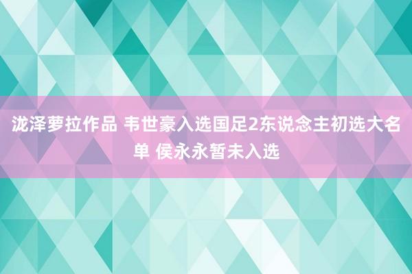 泷泽萝拉作品 韦世豪入选国足2东说念主初选大名单 侯永永暂未入选