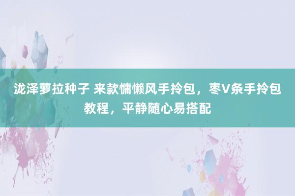 泷泽萝拉种子 来款慵懒风手拎包，枣V条手拎包教程，平静随心易搭配