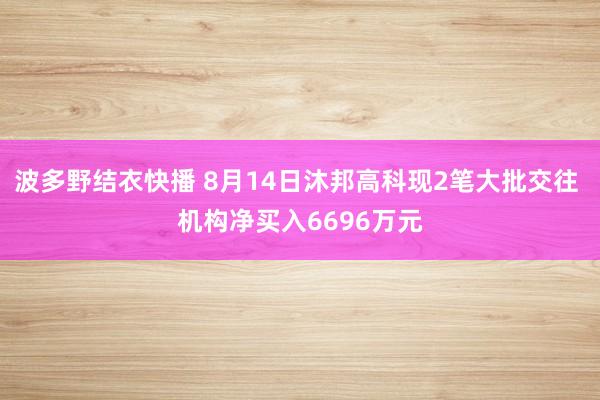 波多野结衣快播 8月14日沐邦高科现2笔大批交往 机构净买入6696万元