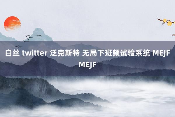 白丝 twitter 泛克斯特 无局下班频试验系统 MEJFMEJF