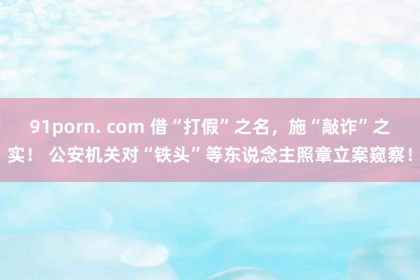 91porn. com 借“打假”之名，施“敲诈”之实！ 公安机关对“铁头”等东说念主照章立案窥察！