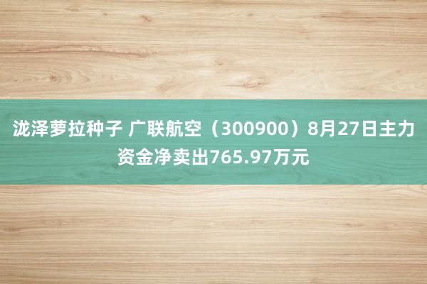 泷泽萝拉种子 广联航空（300900）8月27日主力资金净卖出765.97万元