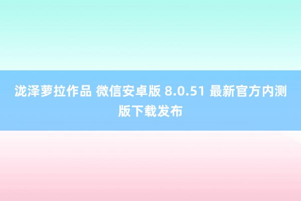 泷泽萝拉作品 微信安卓版 8.0.51 最新官方内测版下载发布