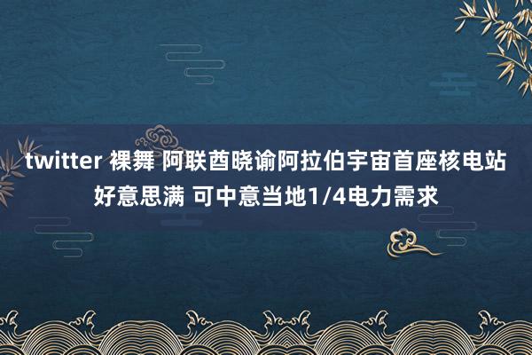 twitter 裸舞 阿联酋晓谕阿拉伯宇宙首座核电站好意思满 可中意当地1/4电力需求