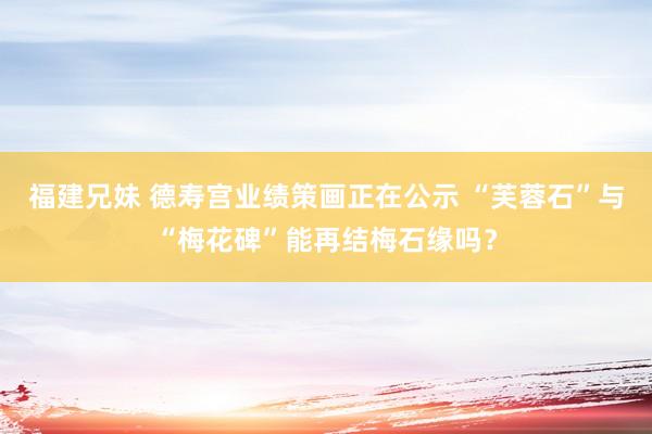 福建兄妹 德寿宫业绩策画正在公示 “芙蓉石”与“梅花碑”能再结梅石缘吗？