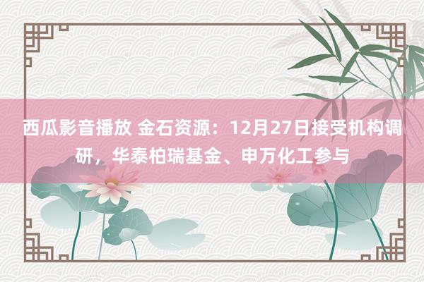 西瓜影音播放 金石资源：12月27日接受机构调研，华泰柏瑞基金、申万化工参与