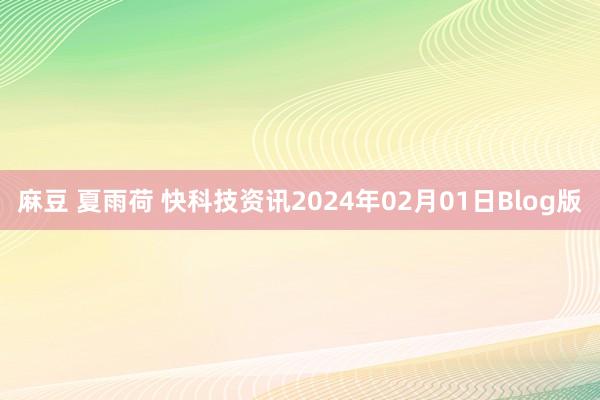 麻豆 夏雨荷 快科技资讯2024年02月01日Blog版